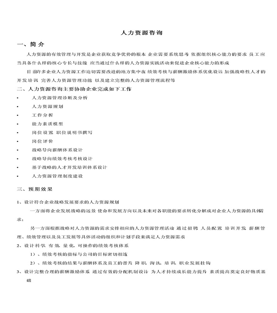 人力資源咨詢簡介